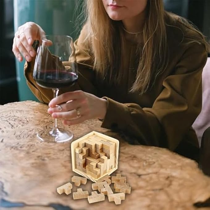 3D WOODEN BRAIN TEASER PUZZLE, EDUCATIONAL LEISURE CUBE PUZZLE, 3D STEREOSCOPIC PUZZLE BOX, PUZZLE WOODEN CUBE FOR KIDS 8-12 ADULTS, DESK TOYS DELIGHT, CHALLENGING GAMES ADULT BRAIN BOOST - Image 4